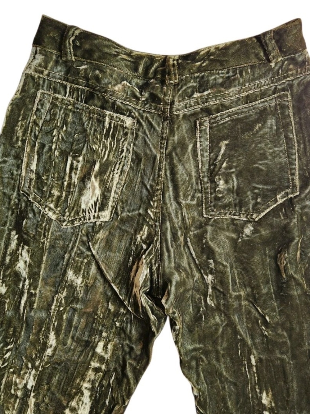Vintage Y2K Green Crushed Velvet Pants Size 2 Trousers Boho Goth Whimsigoth - Picture 4 of 8